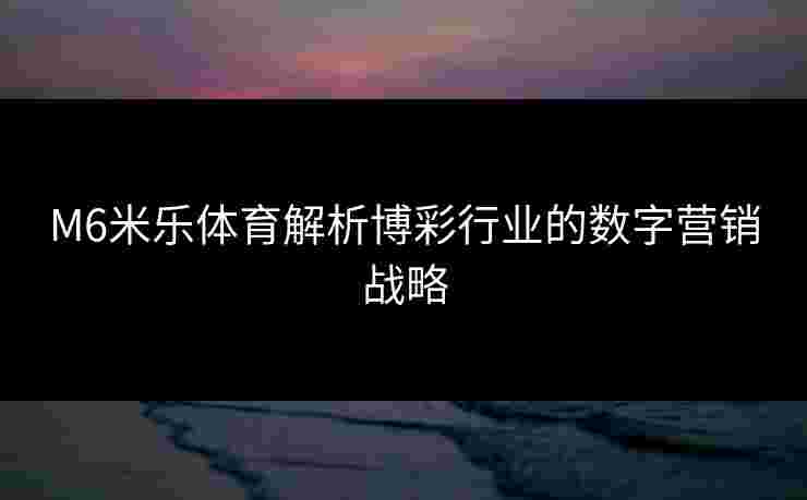 M6米乐体育解析博彩行业的数字营销战略